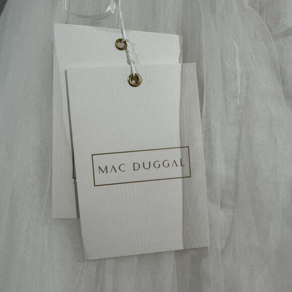 Mac Duggal Dress Women's 4 White Tiered Ruffle Strapless Ball Gown Bridal Tulle - Picture 5 of 12